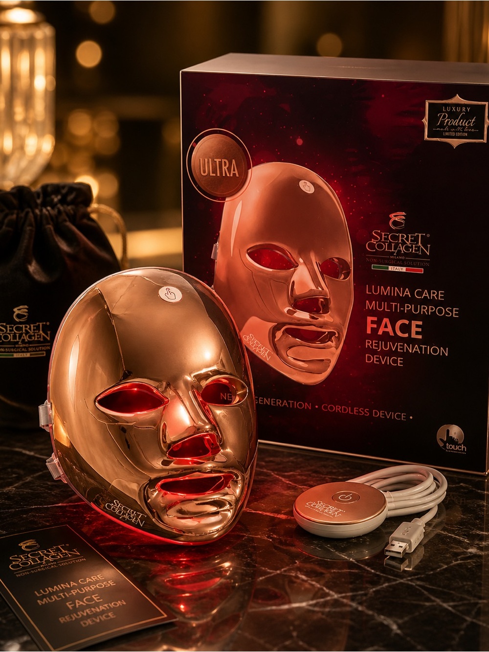 Secret Collagen Lumina Care Multi-Purpose Face Rejuvenation Mask - Rose Gold